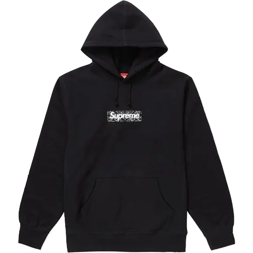 Supreme Bandana Box Logo Hooded Sweatshirt - Black Supreme