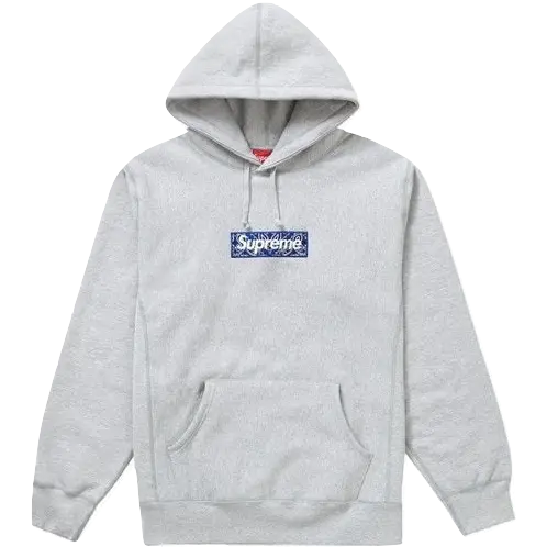 Supreme Bandana Box Logo Hooded Sweatshirt - Heather Grey Supreme