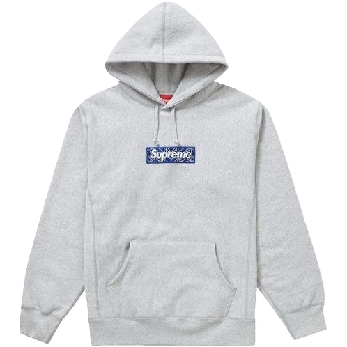 Supreme Bandana Box Logo Hooded Sweatshirt - Heather Grey - Used Supreme
