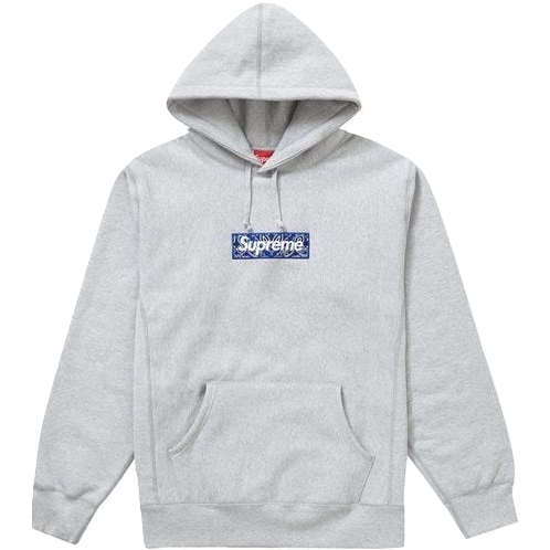 Supreme Bandana Box Logo Hooded Sweatshirt - Heather Grey - Used