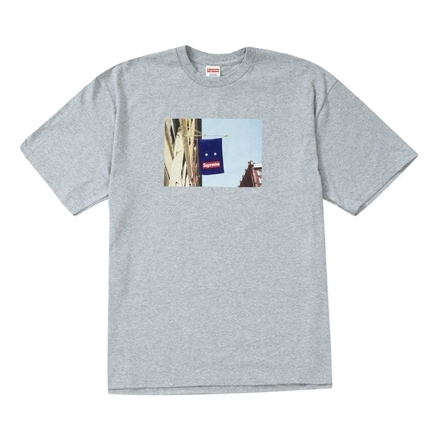 Supreme Banner Tee - Heather Grey Supreme