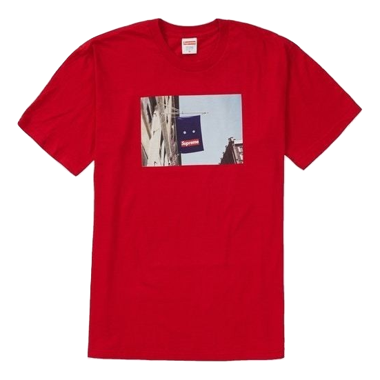 Supreme Banner Tee - Red - Used Supreme