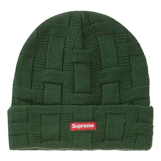 Supreme Basket Weave Beanie - Dark Green Supreme