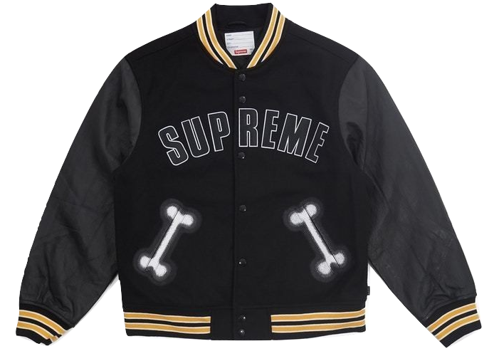 Supreme Bone Varsity Jacket - Black