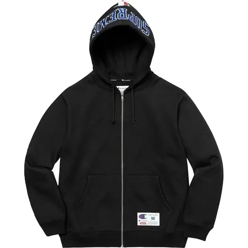 Supreme Champion Arc Logo Zip Up Sweatshirt - Black Supreme