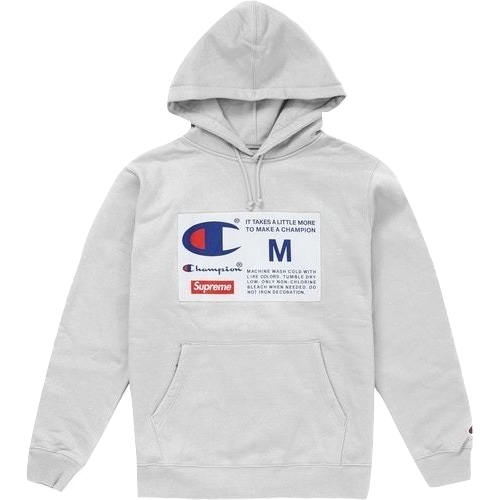 Supreme Champion Label Hooded Sweatshirt - Ash Grey