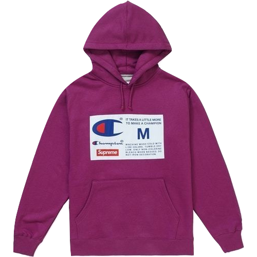 Supreme Champion Label Hooded Sweatshirt - Bright Purple