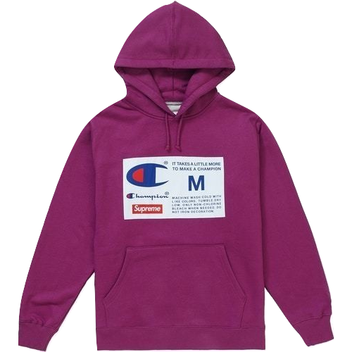 Supreme Champion Label Hooded Sweatshirt - Bright Purple - Used