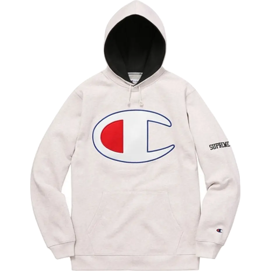 Supreme Champion Satin Logo Hoodie - Ash Grey Supreme