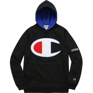 Supreme/Champion Satin Logo Hoodie - Black