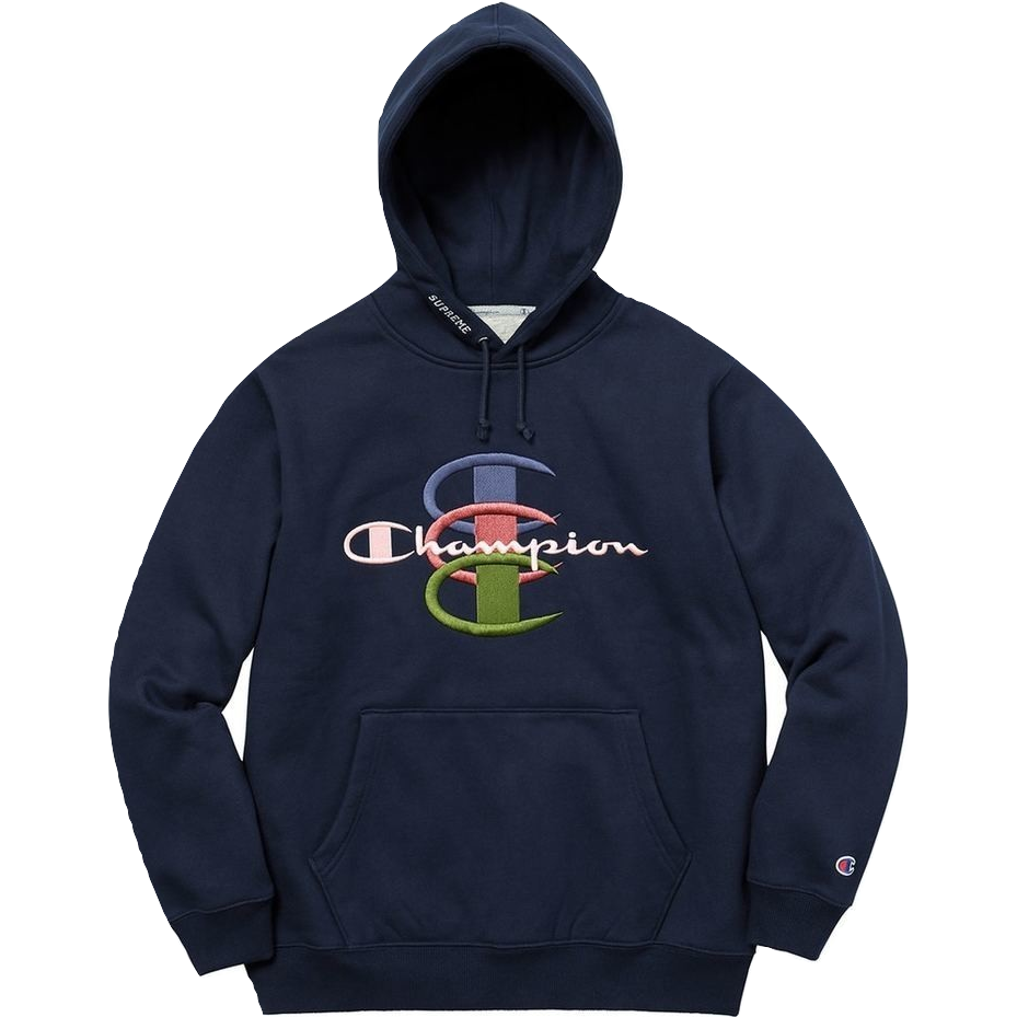 Supreme Champion Stacked C Hooded Sweatshirt - Navy