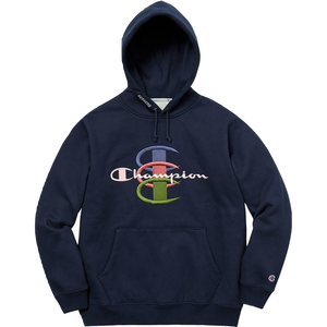 Supreme Champion Stacked C Hooded Sweatshirt - Navy - Used