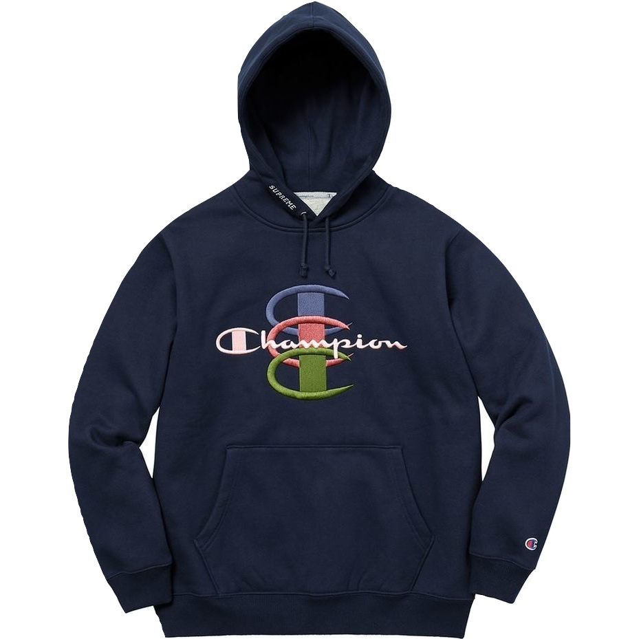 Supreme Champion Stacked C Hooded Sweatshirt - Navy - Used