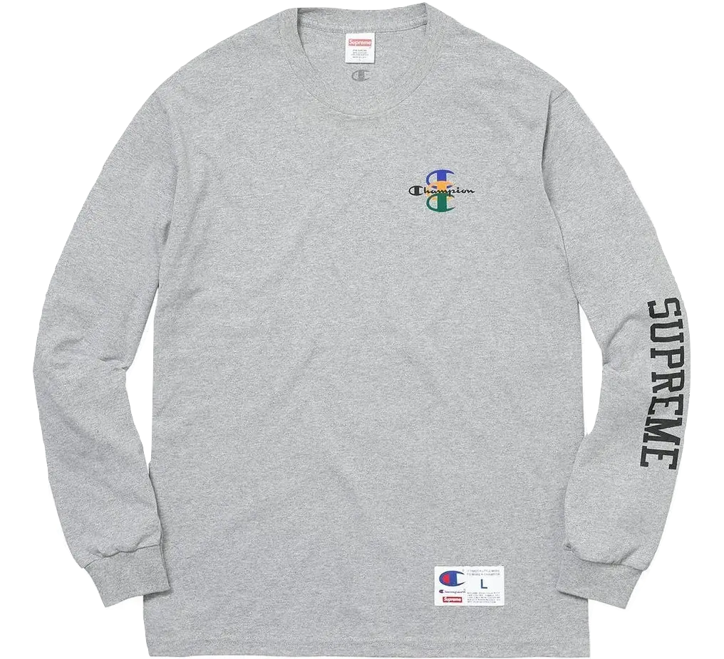 Supreme Stacked C Long Sleeve Tee - Heather Grey - Used Supreme