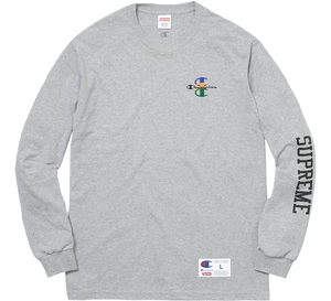 Supreme Stacked C Long Sleeve Tee - Heather Grey - Used