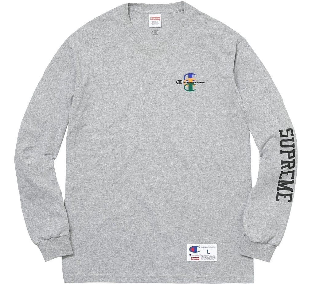 Supreme Stacked C Long Sleeve Tee - Heather Grey - Used