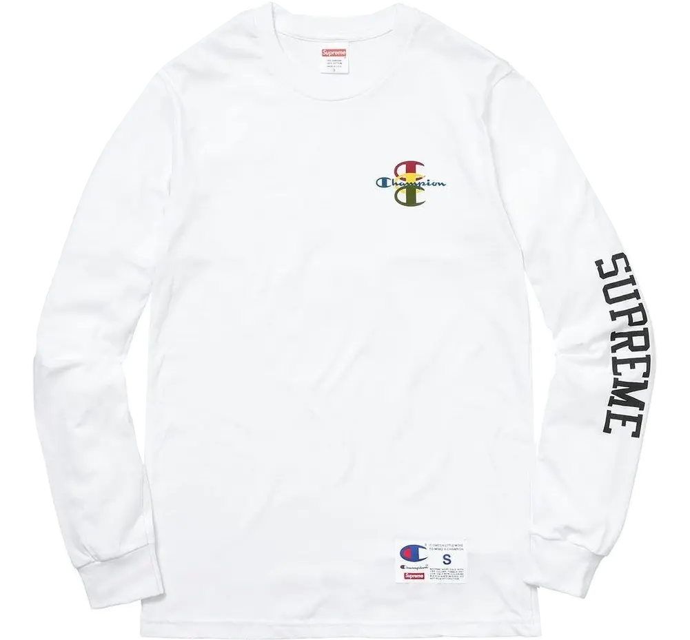 Supreme Champion Stacked C L/S Tee - White Supreme