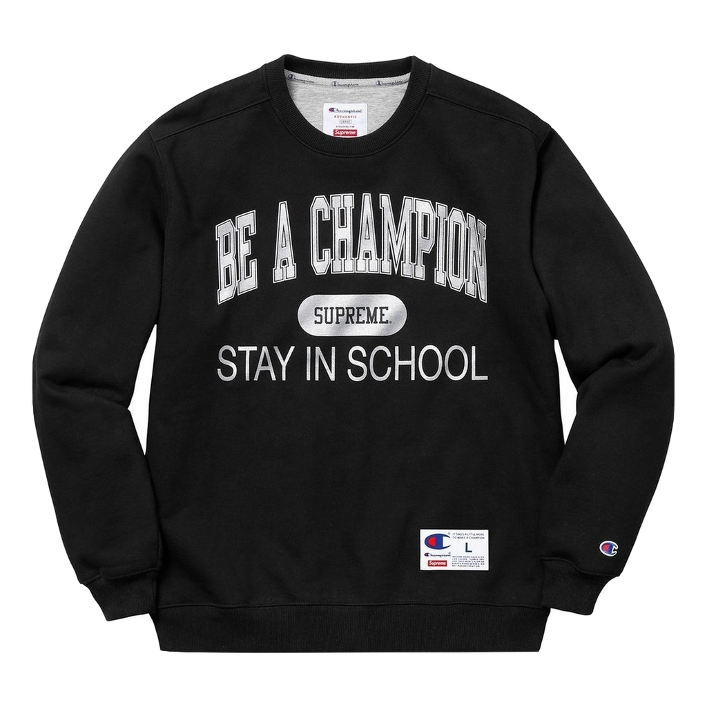 Supreme Champion Stay In School Crewneck - Black