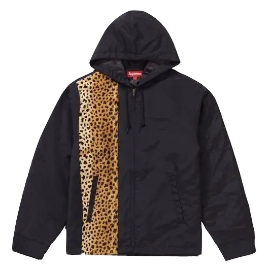 Supreme Cheetah Hooded Station Jacket - Black Supreme