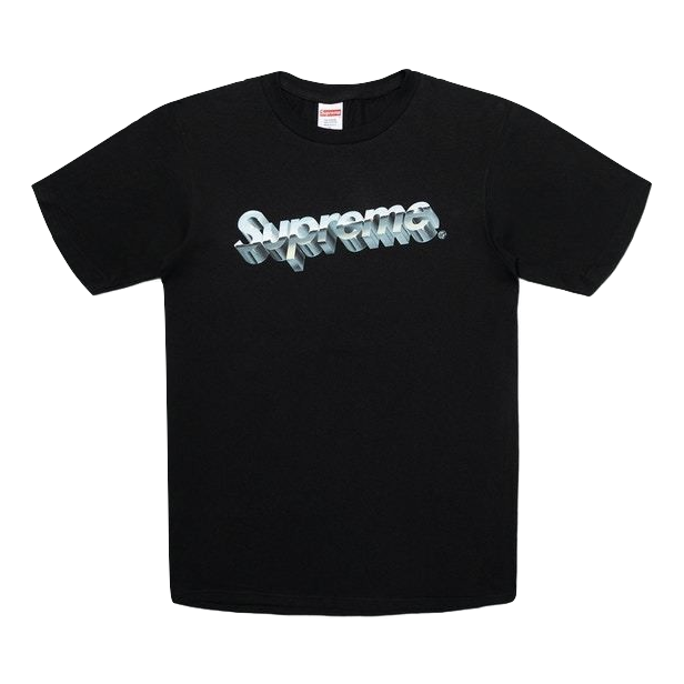 Supreme Chrome Logo Tee - Black - Used Supreme