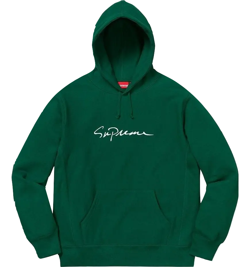 Supreme Classic Script Hooded Sweatshirt - Dark Green Supreme