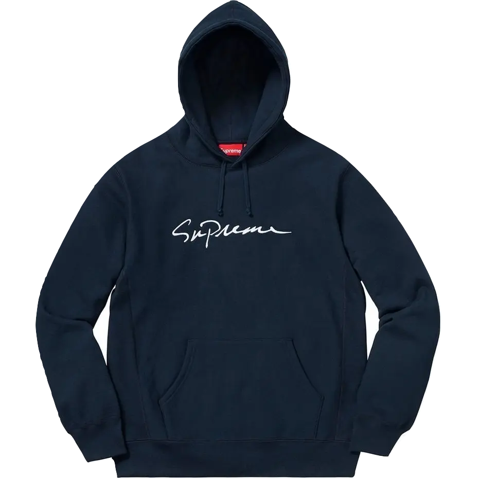 Supreme Classic Script Hooded Sweatshirt - Navy Supreme