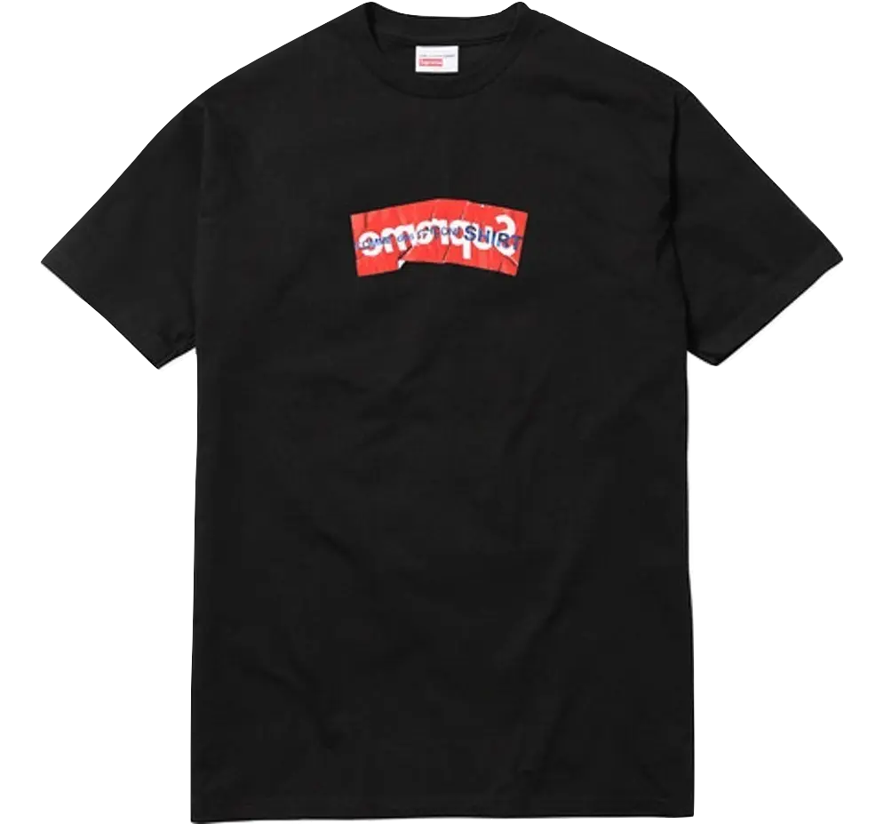Supreme X CDG (Comme Des Garcons) Box Logo Tee - Black - Used Supreme