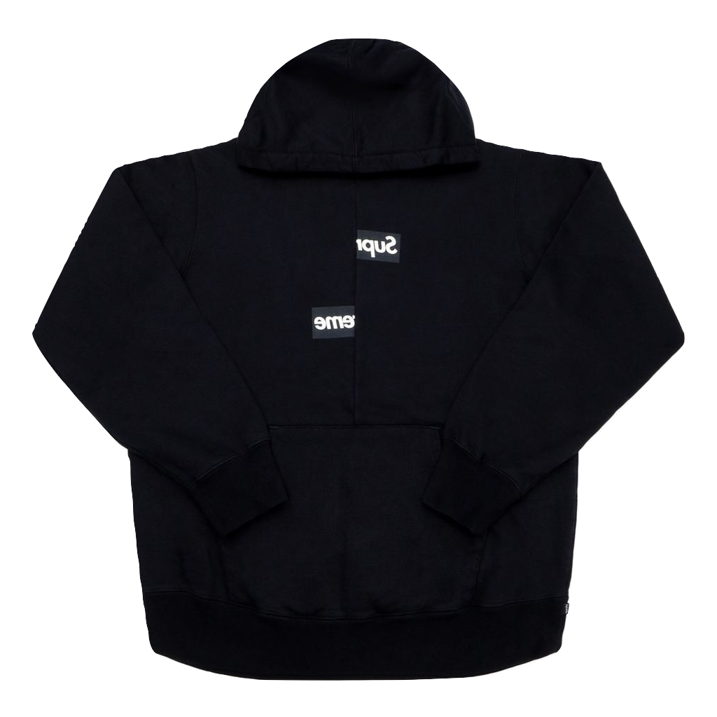 Supreme X CDG (Comme Des Garcons) Shirt Split Box Logo Hooded Sweatshirt - Black - Used