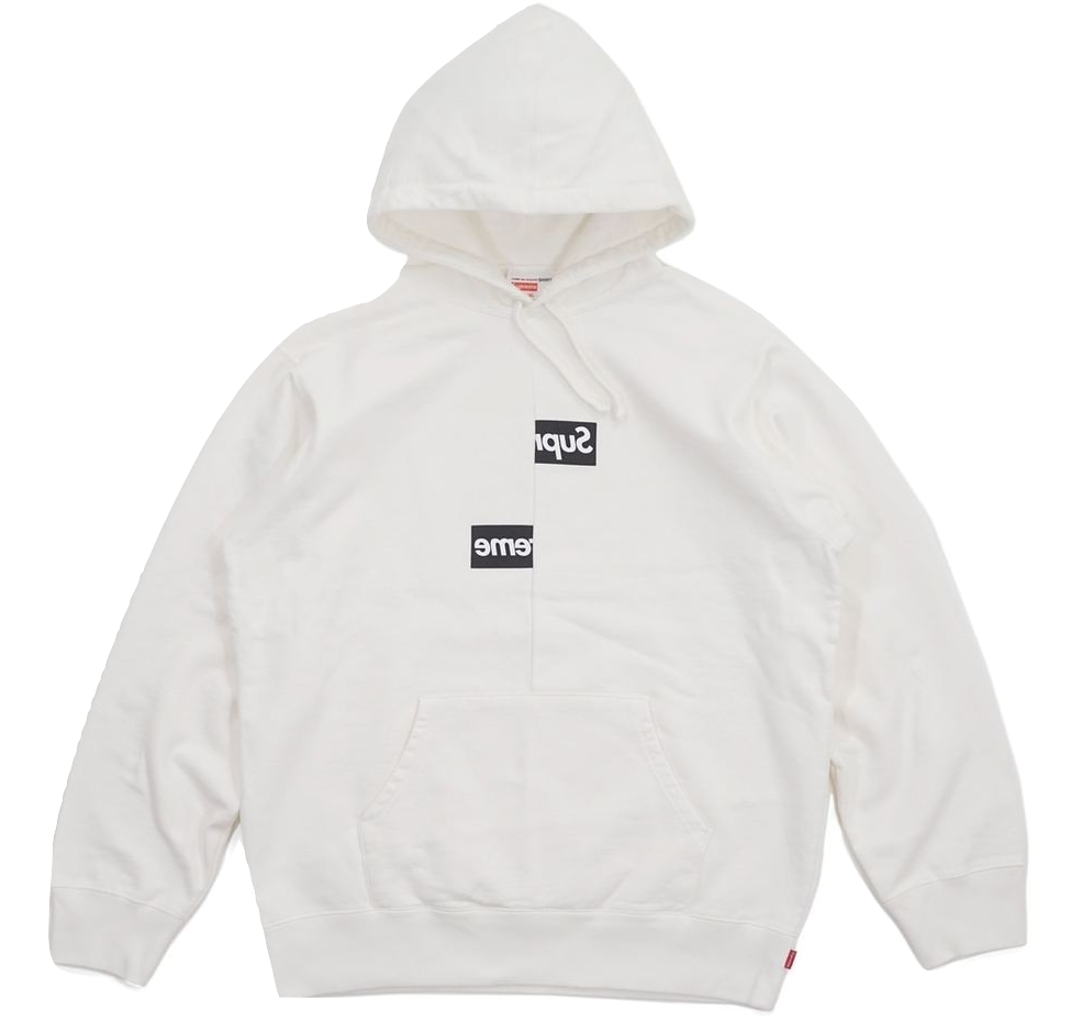 Supreme x CDG (Comme Des Garcons) Shirt Split Box Logo Hoodie - White - Used Supreme