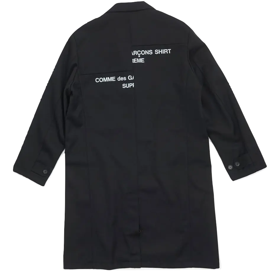 Supreme X CDG (Comme des Garcons) Wool Overcoat - Black Supreme
