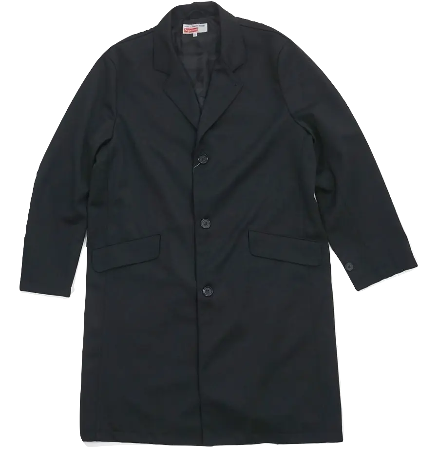 Supreme X CDG (Comme des Garcons) Wool Overcoat - Black Supreme