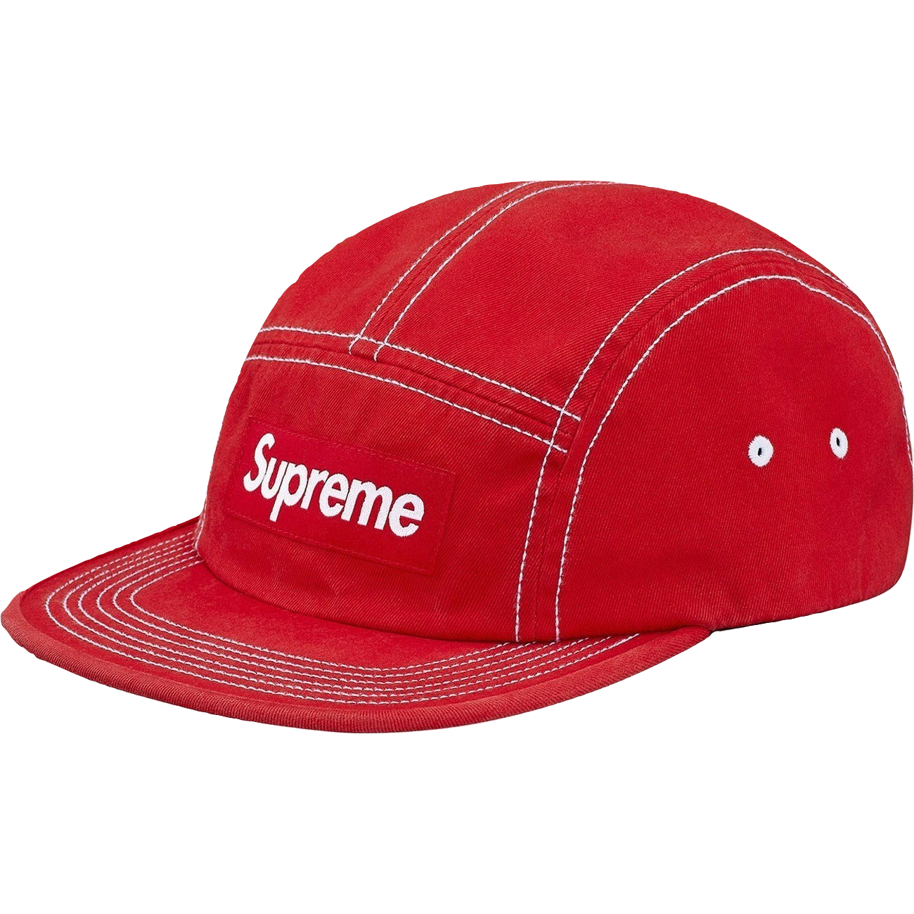 Supreme Contrast Stitch Camp Cap - Red