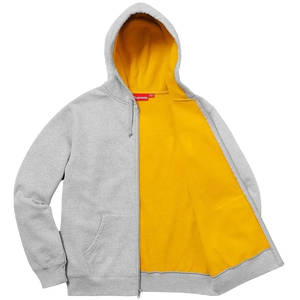 Supreme Contrast Zip Up Hooded Sweatshirt - Heather Grey Supreme