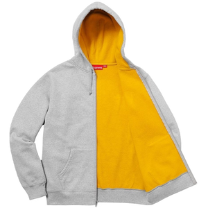 Supreme Contrast Zip Up Hooded Sweatshirt - Heather Grey - Used Supreme