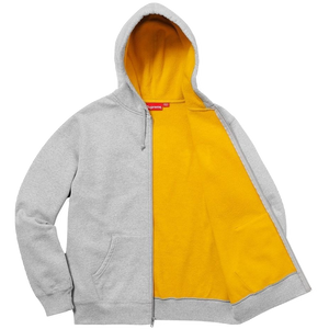 Supreme Contrast Zip Up Hooded Sweatshirt - Heather Grey - Used