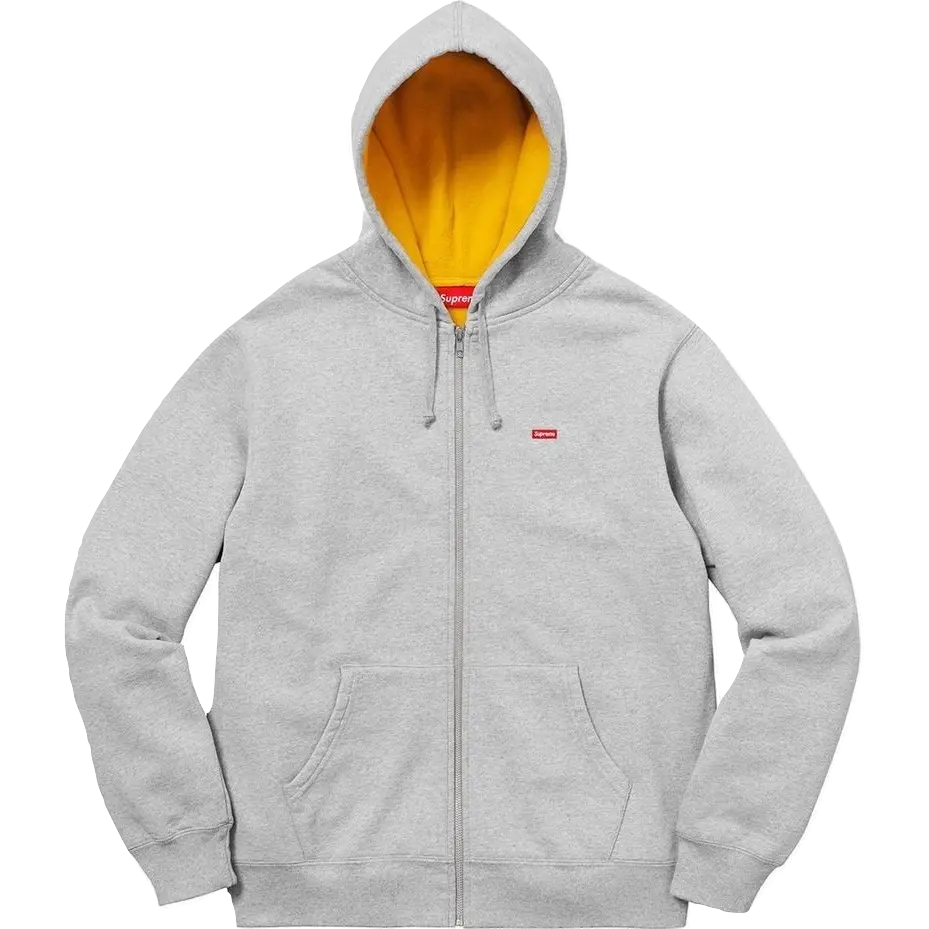 Supreme Contrast Zip Up Hooded Sweatshirt - Heather Grey Supreme