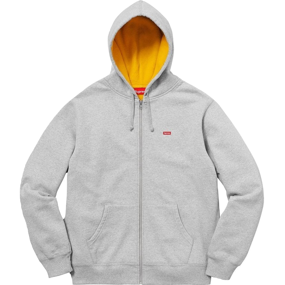 Supreme Contrast Zip Up Hooded Sweatshirt - Heather Grey - Used Supreme