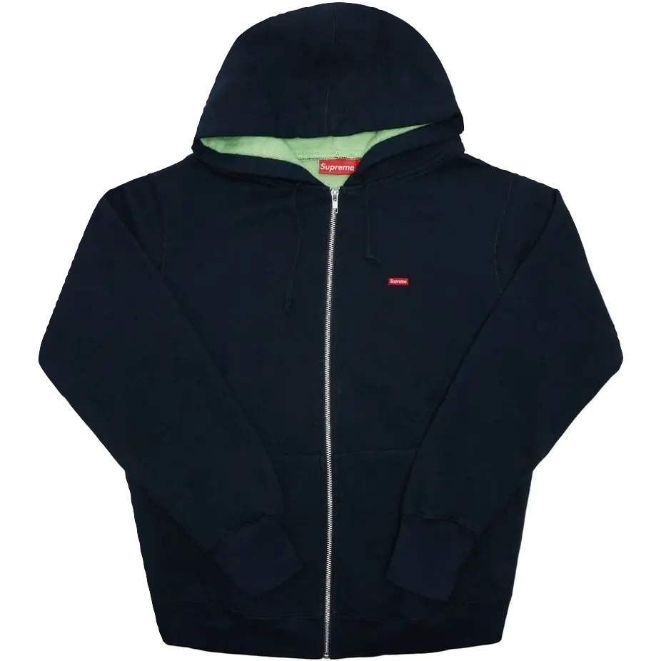 Supreme Contrast Zip Up Hooded Sweatshirt - Navy Supreme