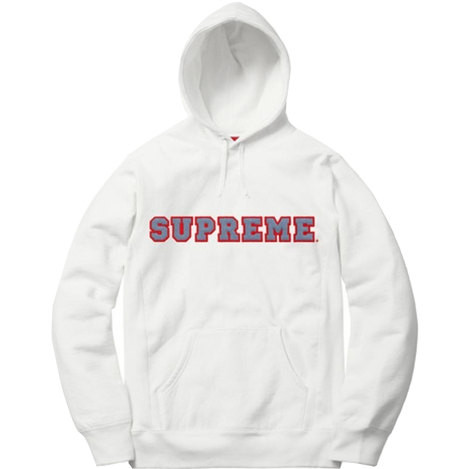 Supreme Cord Collegiate Logo Hooded Sweatshirt - White