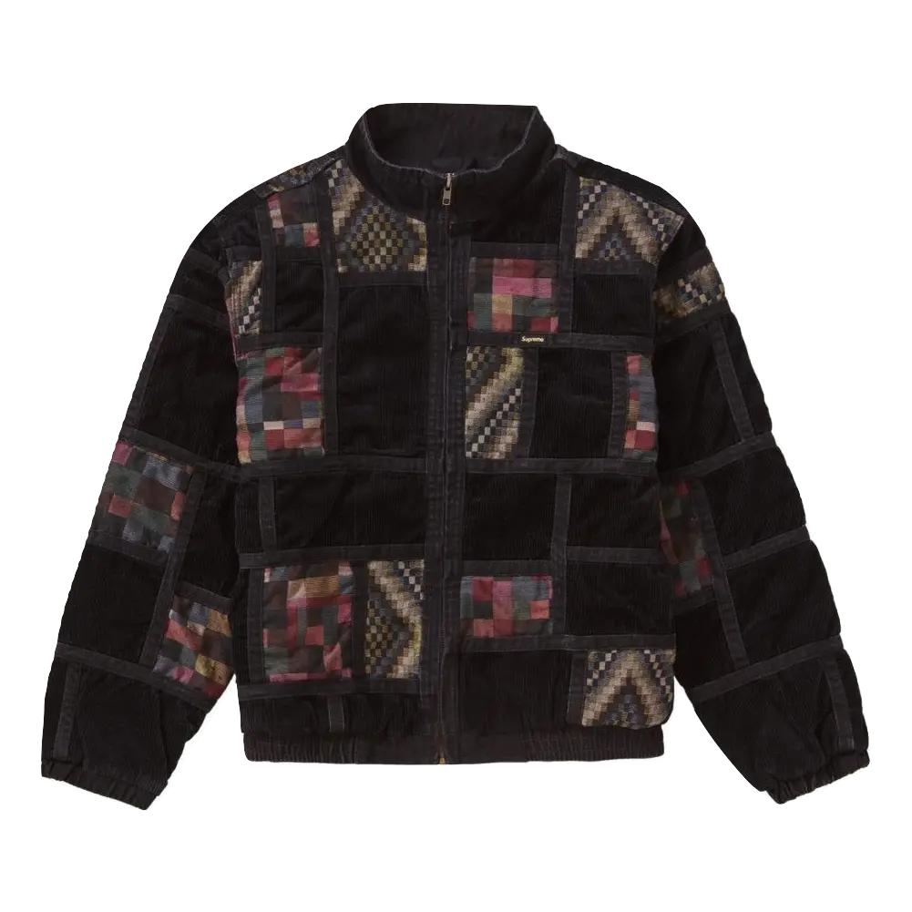 Supreme Corduroy Patchwork Denim Jacket Washed - Black Supreme