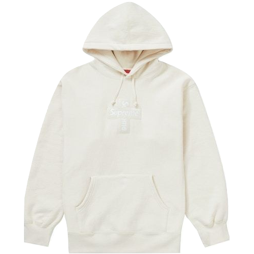 Supreme Cross Box Logo Hooded Sweatshirt - Natural Supreme