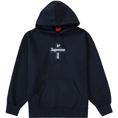 Supreme Cross Box Logo Hoodie - Navy - Used Supreme