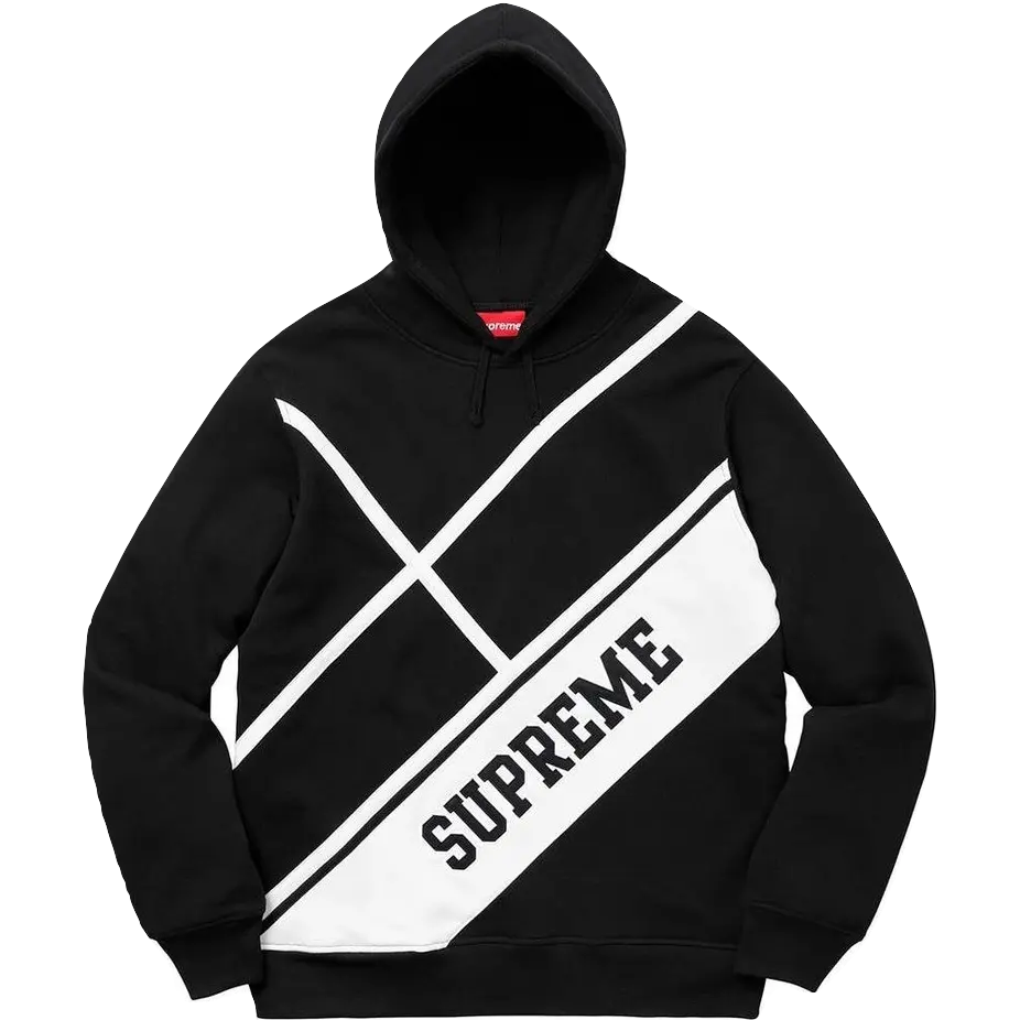 Supreme Diagonal Hooded Sweatshirt - Black Supreme