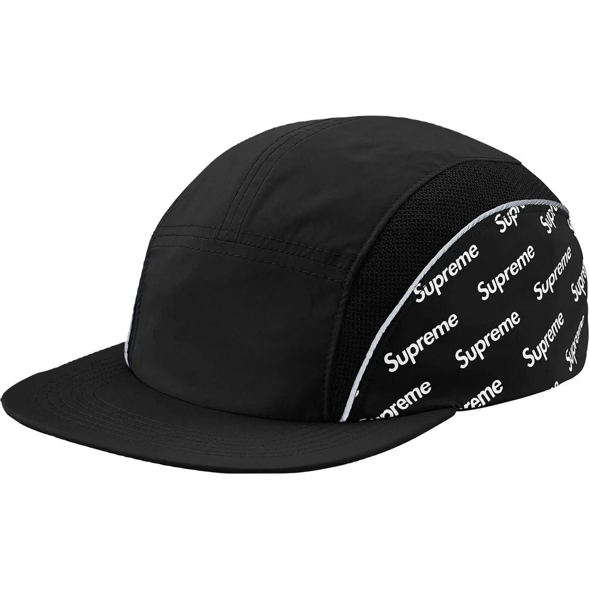 Supreme Diagonal Logo Side Panel Camp Cap - Black Supreme
