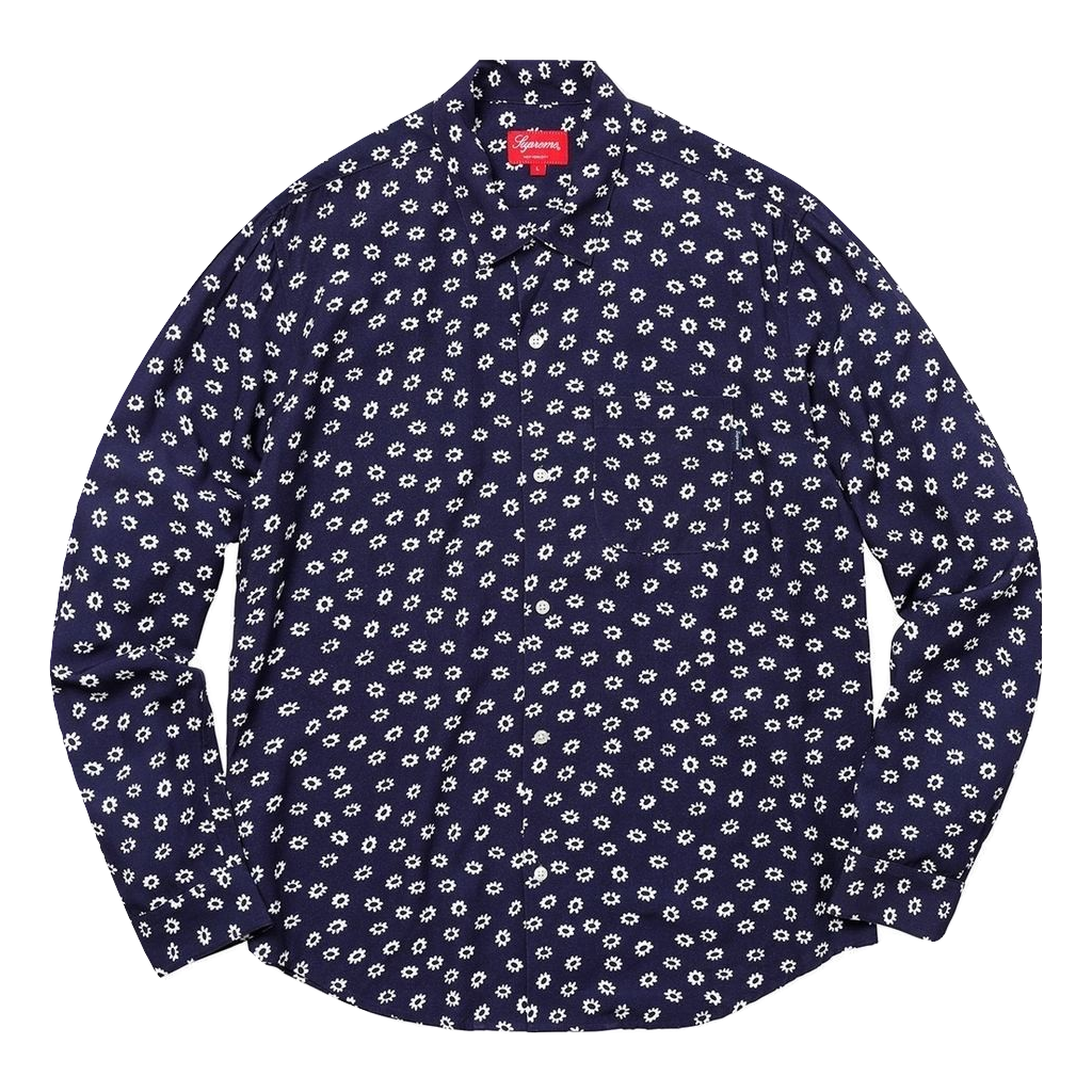 Supreme Flower L/S Rayon Shirt Light - Navy
