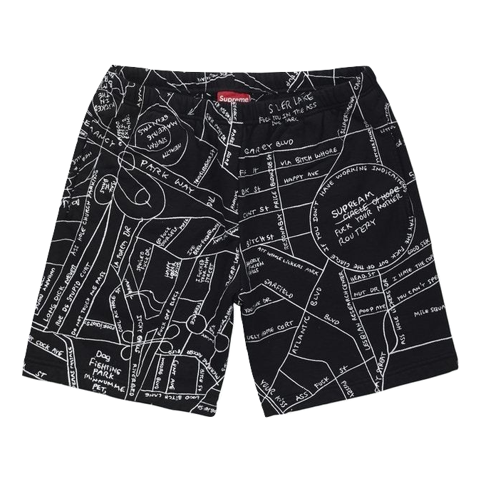 Supreme Gonz Embroidered Map Sweatshort - Black Supreme