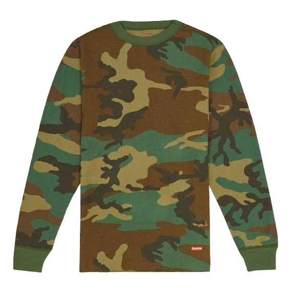 Supreme Hanes Thermal Crew - Woodland Camo
