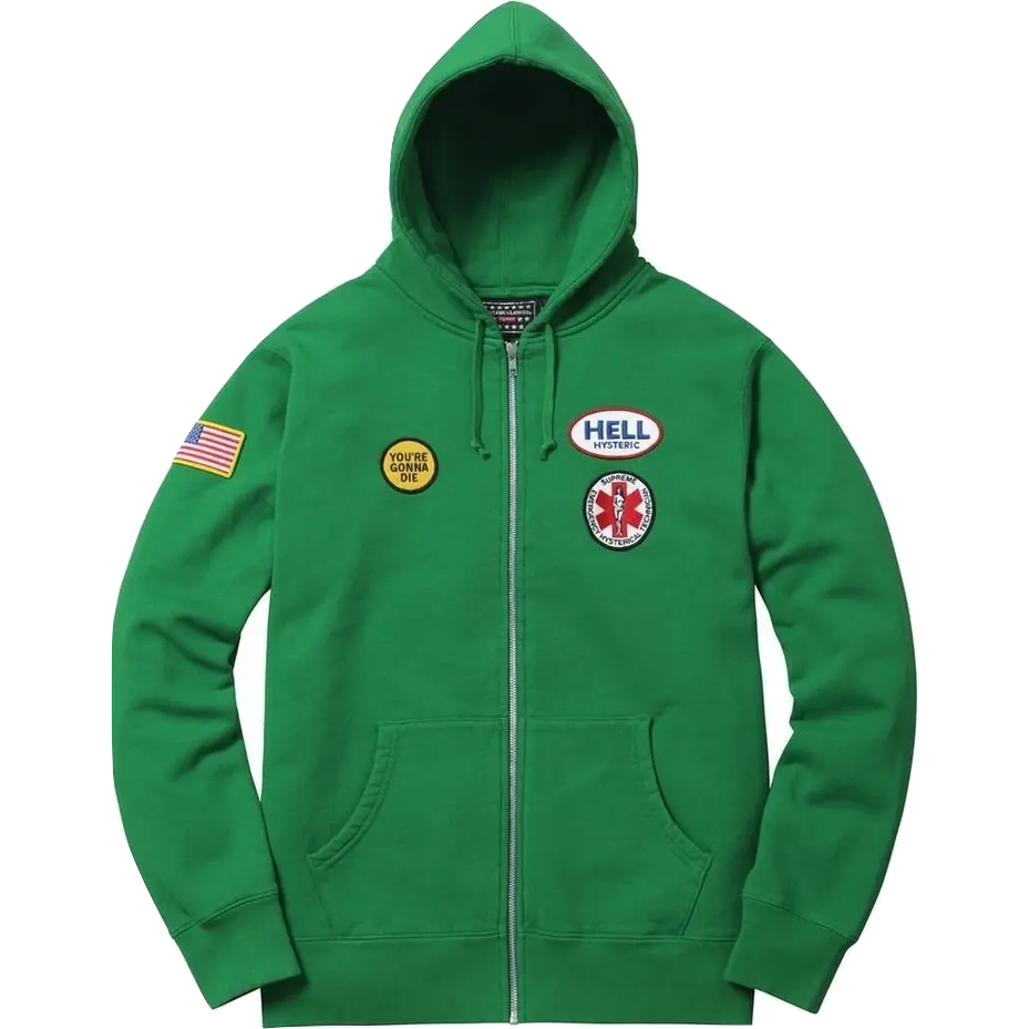 Supreme Hysteric Glamour Patches Zip Up Sweatshirt Green Supreme