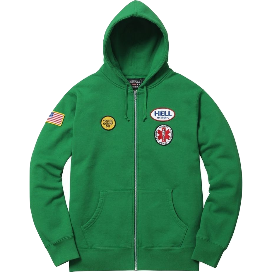 Supreme Hysteric Glamour Patches Zip Up Sweatshirt Green - Used