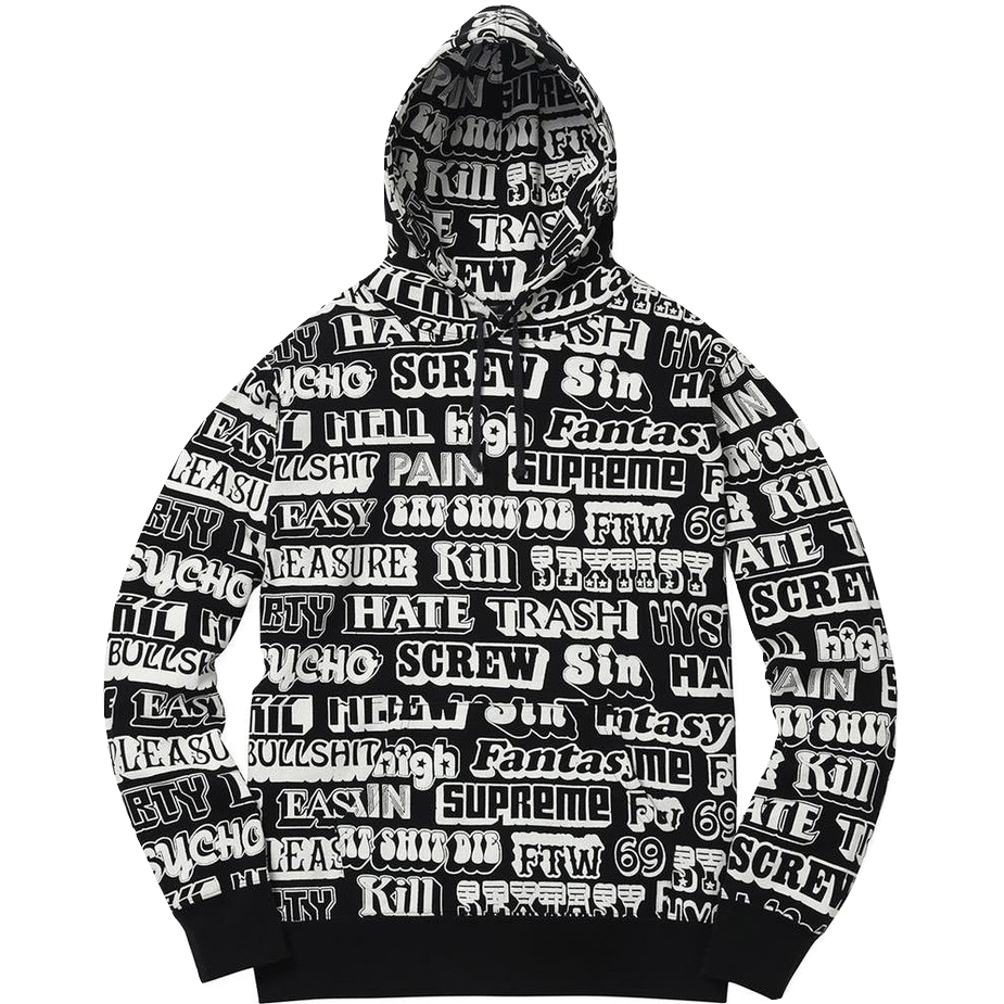 Supreme Hysteric Glamour Text Hoodie - Black
